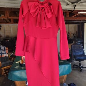 Elegant Red Bow Dress